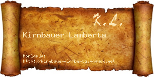 Kirnbauer Lamberta névjegykártya